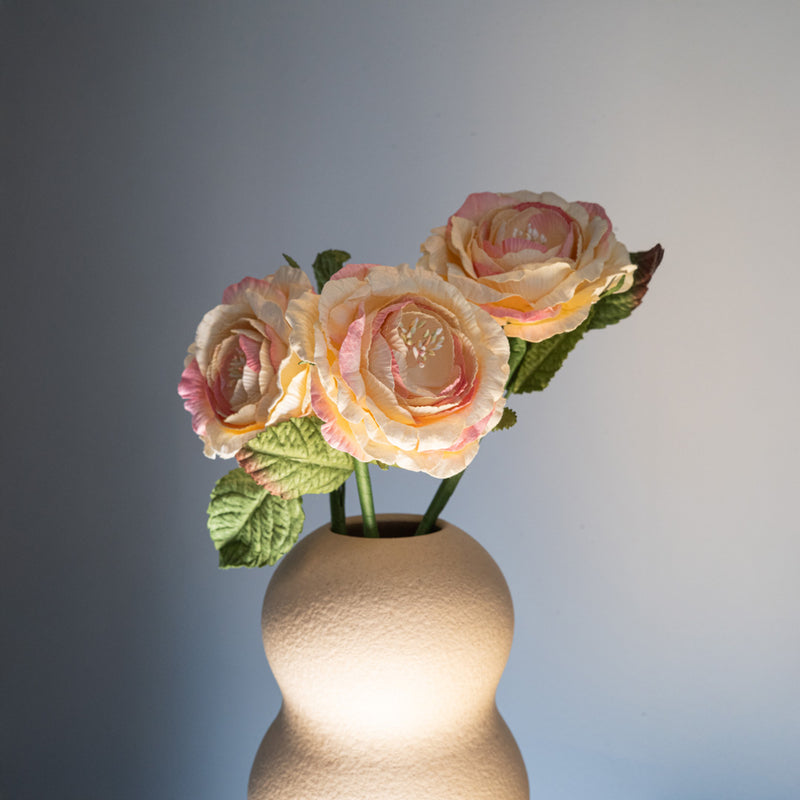Rose anglaise en papier crème et rose flowrette