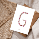 Carte postale herbier lettre rose
