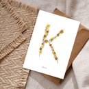 Carte postale herbier lettre jaune