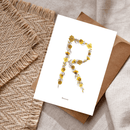 Carte postale herbier lettre jaune