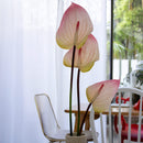 Anthurium rose pâle artificiel à la tige x3, fausse fleur exotique, déco florale intérieure