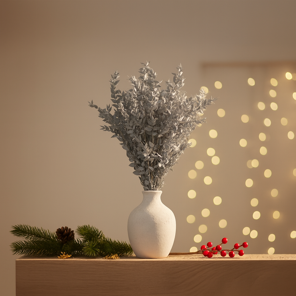 Silberner Ruscus-Stiefel