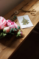 Gelbe Weihnachtsbaum-Postkarte