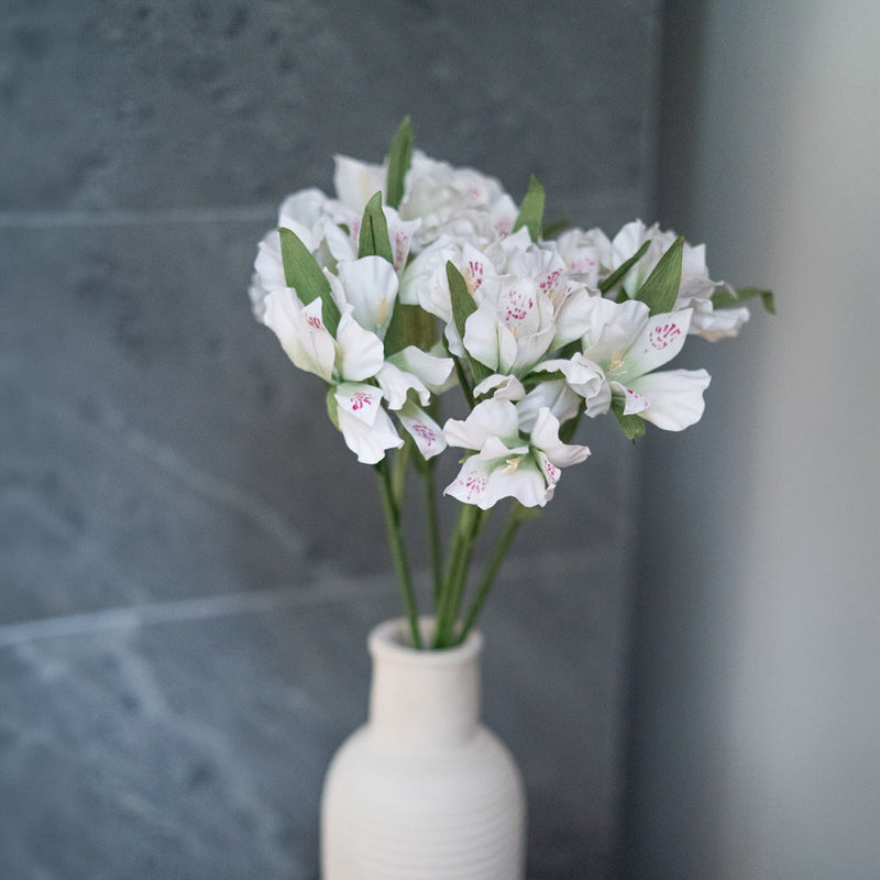 Inka-Lilien in weißem und grünem Papier