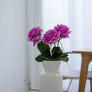 Petite rose violette artificielle à la tige x3, fausse fleur réaliste, déco florale intérieure