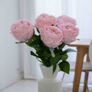 Rose rose pâle artificielle real touch, fleur réaliste à la tige x5, fausse rose déco intérieure