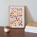 herbier-fait-main-fleurs-jaunes-roses