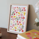 herbier-fait-main-fleurs-jaunes-roses