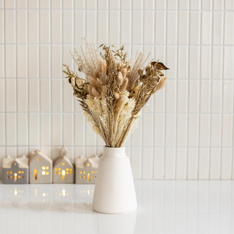 Bouquet fleurs séchées et stabilisées de Noël doré