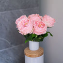 Flowrette Rose rose pâle artificielle real touch, fleur réaliste à la tige x5, fausse rose déco intérieure