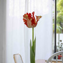Tulipe perroquet orange artificielle à la tige, fausse fleur déco x1, fleur synthétique réaliste, fleur real touch Flowrette