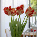 Tulipe perroquet orange artificielle à la tige, fausse fleur déco x5, fleur synthétique réaliste, fleur real touch Flowrette