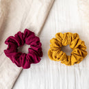 chouchou-gaze-coton-jaune-bordeaux